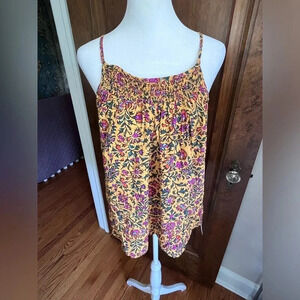 NWT Cynthia Rowley Yellow and Pink Floral Spaghetti Strap Tank Top Women Size XS